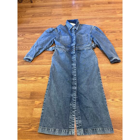 REMAIN Birger Christensen Dahlia Stone Wash denim midi dress size 40/ US 8 - Picture 13 of 16